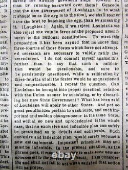 1865 NY Times Civil War newspaper PRESIDENT LINCOLN last speech RECONSTRUCTION