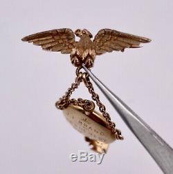 1865 Union Civil War ID'D Vet Gold Canteen Pin WithEagle CO. G. 114. REGT NY V. I GAR