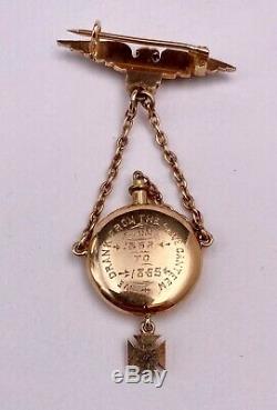 1865 Union Civil War ID'D Vet Gold Canteen Pin WithEagle CO. G. 114. REGT NY V. I GAR