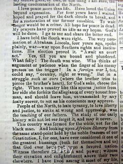 1865 anti-slavery Civil War newspaper Lincoln assassin JOHN WILKES BOOTH KILLED