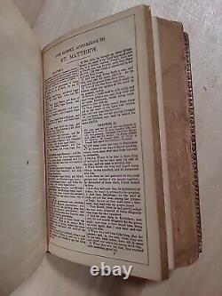 1866 HOLY BIBLE antique CIVIL WAR ERA leather AMERICAN BIBLE SOCIETY old