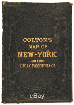 1867 New York Map Pocket Atlas Hardcover Booklet by Colton, Post Civil War