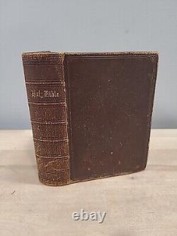 1868 HOLY BIBLE antique POST CIVIL WAR leather AMERICAN BIBLE SOCIETY old