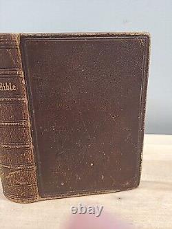 1868 HOLY BIBLE antique POST CIVIL WAR leather AMERICAN BIBLE SOCIETY old