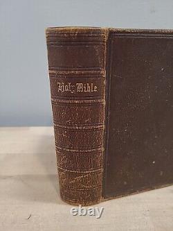 1868 HOLY BIBLE antique POST CIVIL WAR leather AMERICAN BIBLE SOCIETY old