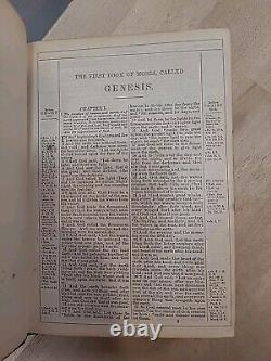 1868 HOLY BIBLE antique POST CIVIL WAR leather AMERICAN BIBLE SOCIETY old