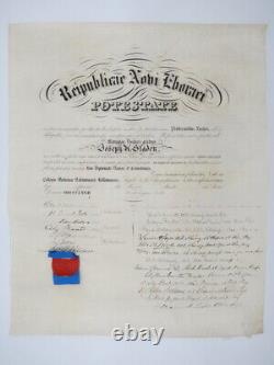 1872 Diploma Republic New York CIVIL War Union Army Officer Joseph A Sladen