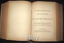 1874 HOLY BIBLE Civil War COL. URI CLARK Owned COMMENTARY Maps ANTIQUE Ithaca NY