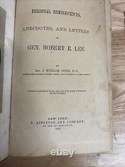 1874 Jones PERSONAL REMINISCENCES OF GEN ROBERT E LEE Civil War Rare Collectible