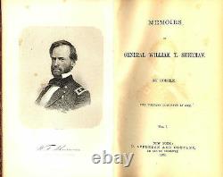 1876 CIVIL WAR MEMOIRS OF GENERAL W. T. SHERMAN By Himself 2 Vols. In One