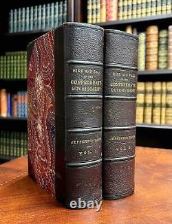 1881 1stED The RISE AND FALL of the CONFEDERATE Government CIVIL WAR Leather