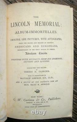 1883 ABRAHAM LINCOLN MEMORIAL ALBUM Assassination Slavery Civil War Illustrated