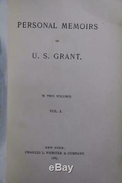 1885 1stED Personal Memoirs of U. S. Grant Civil War Fine Leather Binding