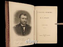 1885 General Ulysses S. Grant 1ed Civil War Memoirs of Union MAPS 2v LEATHER