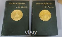 1885 Personal Memoirs Of U. S. Grant 2 Volume Set Civil War with stamped sign