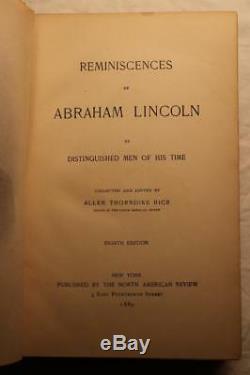 1889 Reminiscences Of Abraham Lincoln Civil War Fine Binding Illustrated