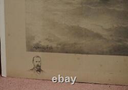 1892 Engraving USS Congress CSS Virginia Civil War Davidson Nyack NY Signed