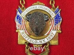1897 GAR Delegate Medal Buffalo NY Civil War Encampment Enameled by Braxman