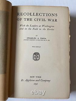 1898 1st Recollections of the Civil War by Charles Dana Scarce VG+