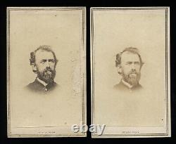 2 CDVs New York Civil War Soldier MEADE BROS Blind Stamp 1860s Photo