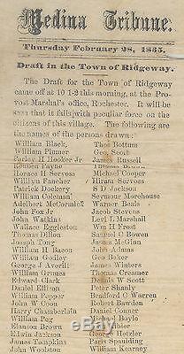 2 Mos Before Civil War's End Ridgeway NY List of 140 Men To Be DRAFTED BROADSIDE