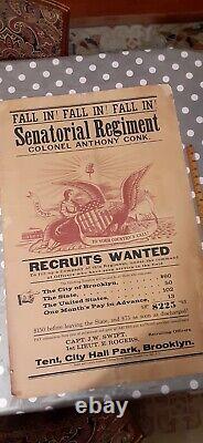23x35 Civil War Recruitment Poster broadside BROOKLYN NEW YORK Senatorial Regt