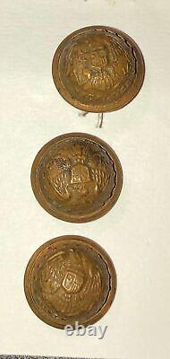 3 Civil War New York Militia Uniform Brass Buttons Excelsior Military Non Dug