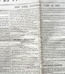 4-15-1865 NY Herald 2am Lincoln Assassination + 7 Other Civil War Newspapers