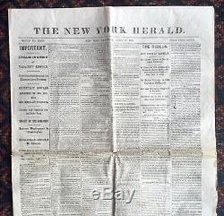 4-15-1865 NY Herald 2am Lincoln Assassination + 7 Other Civil War Newspapers
