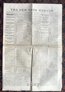 4-15-1865 NY Herald 2am Lincoln Assassination + 7 Other Civil War Newspapers