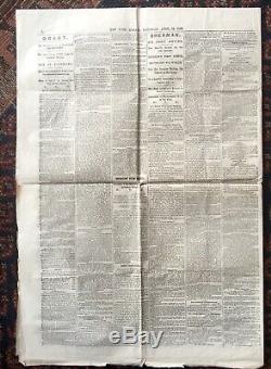 4-15-1865 NY Herald 2am Lincoln Assassination + 7 Other Civil War Newspapers