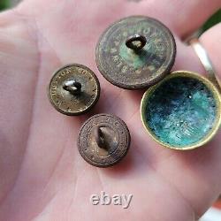 4 Vintage Civil War dug mixed coat button lot Union Excelsior New York NY