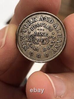 A&O- Albany New York City Civil War Token People's Steam Boat- 71/2 Pm