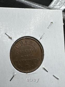 AU NEW YORK CITY CIVIL WAR STORE CARD TOKEN NY630C-6a. C. BAHR/NOT ONE CENT