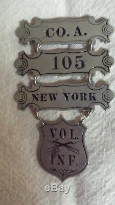 Amazing CIVIL War Co. A 105 New York Vol Inf. Ladder Badge Exc. Cond. And More