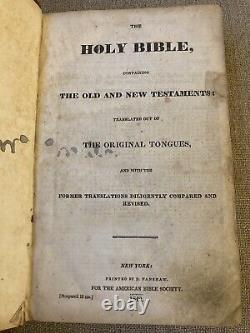 Antique 1842 Pre Civil War American HOLY BIBLE Nice Leather Binding NY Meisner
