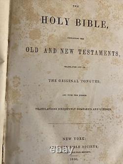 Antique 1850 Pre Civil War American BIBLE Published New York City USA