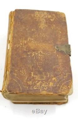 Antique 1854 Civil War Pocket Holy Bible With Buckle Leather New York, Society