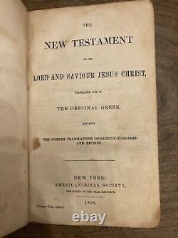 Antique 1858 Pre Civil War Era American HOLY BIBLE Nice Leather Binding NY