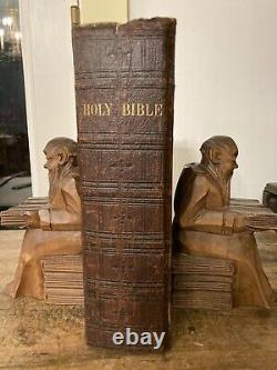 Antique 1859 Pre Civil War Era American HOLY BIBLE Nice Leather Binding New York