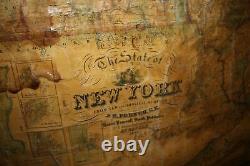 Antique 1860 New York State Canvas School Map Pre Civil War Map