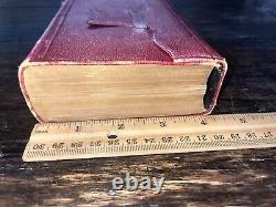 Antique 1862 Civil War Era HOLY BIBLE Red Leather Wallet Binding Pocket NY VG