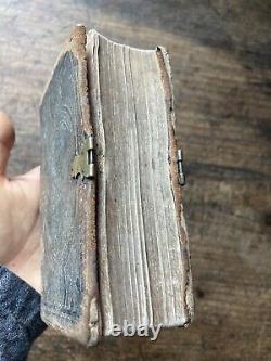 Antique 1863 Civil War American Holy BIBLE Nice Binding Brass Clip Oswald NY