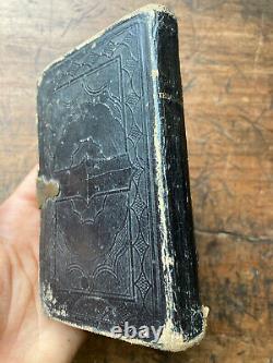 Antique 1866 Civil War Era HOLY BIBLE Excellent Leather With Brass Clasp New York