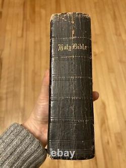 Antique 1867 Civil War Era American HOLY BIBLE Excellent Binding New York ABS