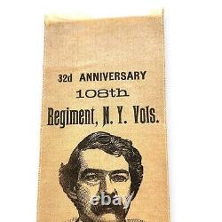 Antique 1893 32nd Anniversary 108th Regiment New York State Ribbon Civil War