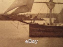 Antique CIVIL War Era Clayton Ny St. Lawrence Atlantic Schooner Ship CDV Photo
