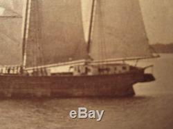 Antique CIVIL War Era Clayton Ny St. Lawrence Atlantic Schooner Ship CDV Photo