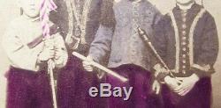 Antique CIVIL War Era Zouave Children Drum Flag Woodwind Ny Rare Fine CDV Photo