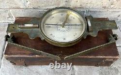 Antique Civil War Era J. T. Hobby New York Brass Railroad Surveyors Compass & Box